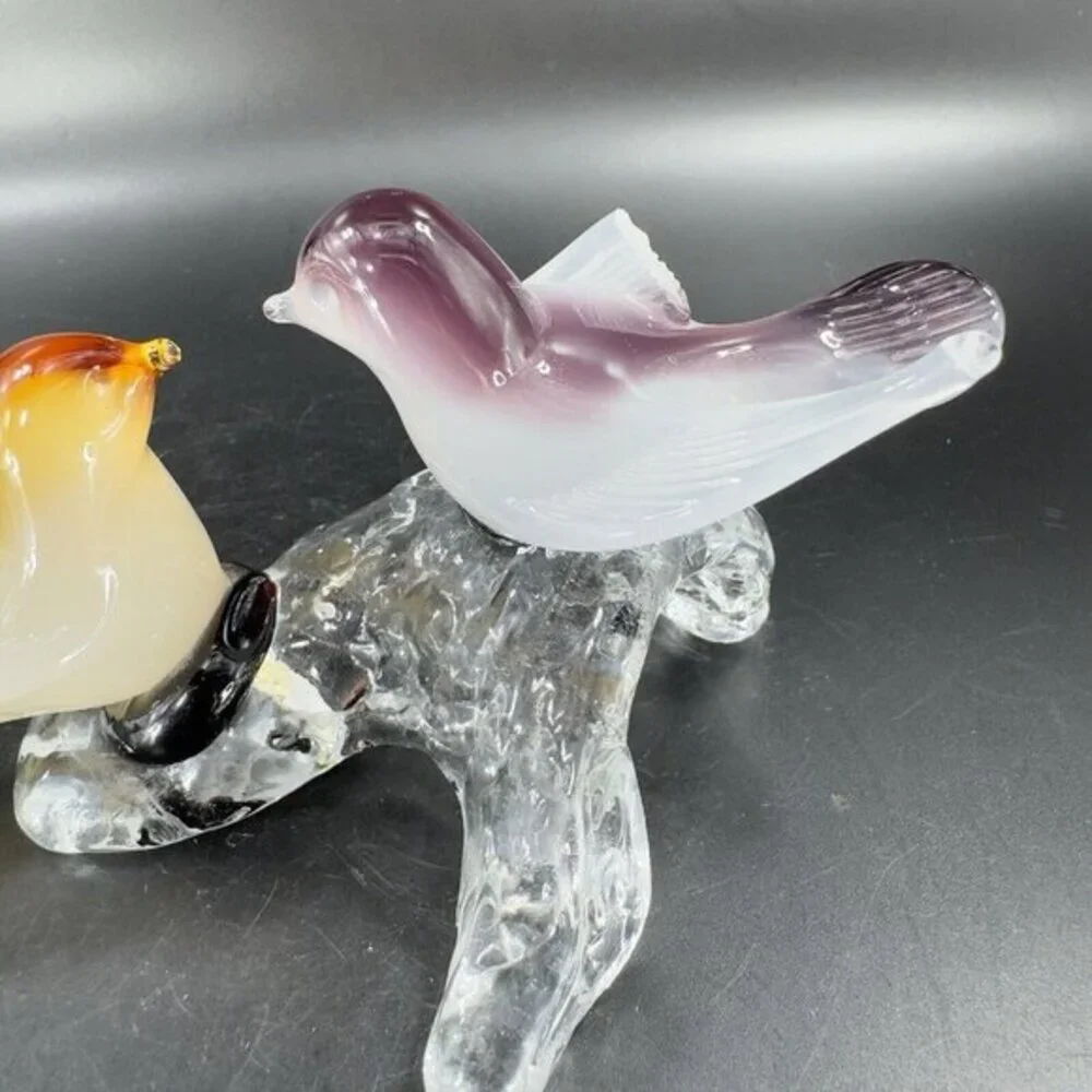 Venetian Italian Glass Love Birds Figurine Decor Opaline‎ Glass Hand Made AS IS